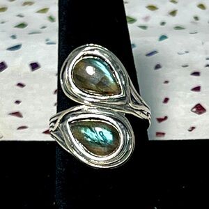 Or Paz Sterling Silver Labradorite Bypass Ring, Size 10